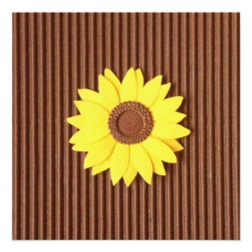 Sunflower on "Faux Textured Paper" Invitation