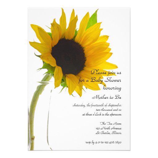Sunflower on White Baby Shower Invitation