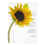Sunflower on White Post Wedding Brunch Invitation