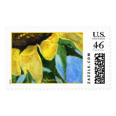 Sunflower Painting Custom Postage Stamp by lillyarts