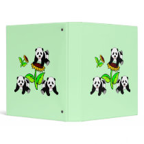 Sunflower Panda Bears Vinyl Binder