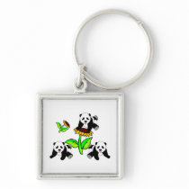Sunflower Panda Bears Key Chain