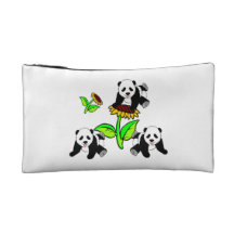 Sunflower Panda Bears Makeup Bag