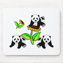 Sunflower Panda Bears Mouse Pads