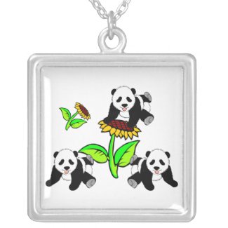 Sunflower Panda Bears necklace