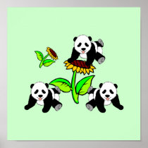 Sunflower Panda Bears Print
