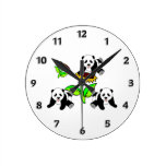 Sunflower Panda Bears Wallclock