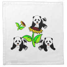 Sunflower Pandas Printed Napkin