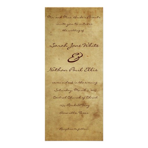 Sunflower Parchment Tall Wedding Invitation