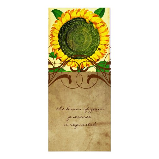 Sunflower Parchment Tall Wedding Invitation