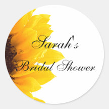 Sunflower Photo Bridal Shower Round Stickers