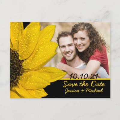 Sunflower Photo Wedding Save the Date Postcard