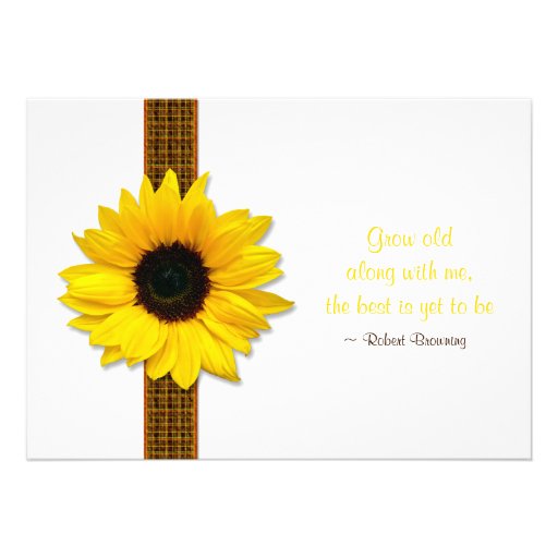Sunflower Plaid Ribbon Wedding Invitation
