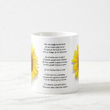 Sunflower poem, heart inside /Mug size 11oz