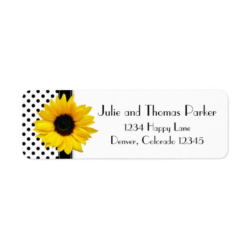 Sunflower Polka Dot Wedding Return Address Labels
