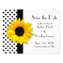 Sunflower Polka Dots Save the Date Card Custom Invites