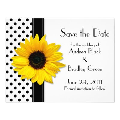 Sunflower Polka Dots Save the Date Card Custom Invites