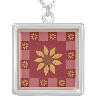 Sunflower Quilt Necklace