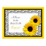 Sunflower Recipe Card for the Bride to Be Postcards