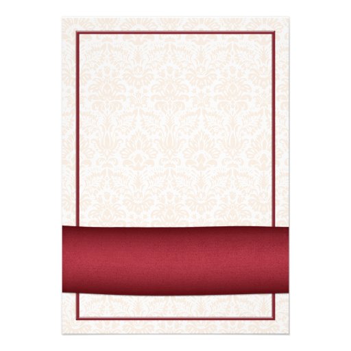 Sunflower Red Ribbon Damask Wedding Invitation