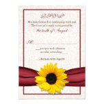 Sunflower Red Ribbon Damask Wedding RSVP Card