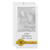 Sunflower Ribbon Just Married Photo Card