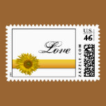 Sunflower Ribbon Love Wedding Postage Stamp stamps