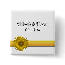 Sunflower Ribbon Wedding Button