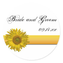 Sunflower Ribbon Wedding Envelope Seals Stickers