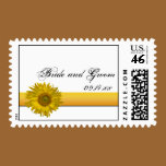 Sunflower Ribbon Wedding Postage Stamp stamps