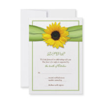 Sunflower Ribbon Wedding Response Card Invitation