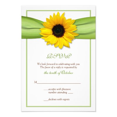 Sunflower Ribbon Wedding Response Card Invitation