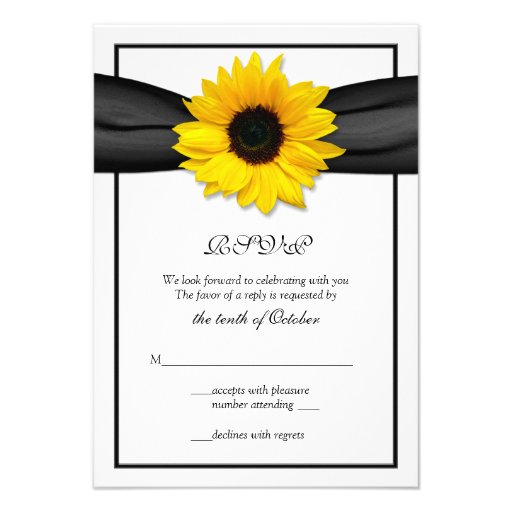 Sunflower Ribbon Wedding Response Card Invitations