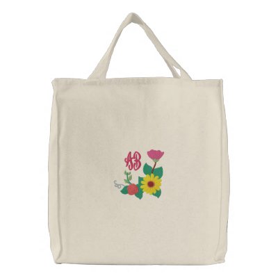 Sunflower Rose Monogram Canvas Bag by Embroidery4U