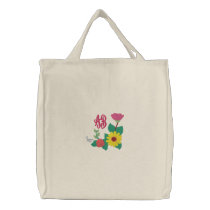 Sunflower Rose Monogram Canvas Bag