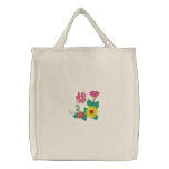 Sunflower Rose Monogram Canvas Bag