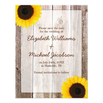 Sunflower Rustic Barn Save the Date Announcement
