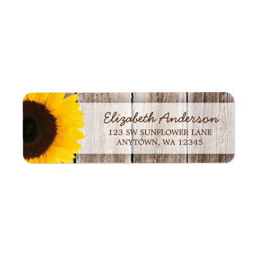 Sunflower Rustic Barn Wood Address Label Zazzle