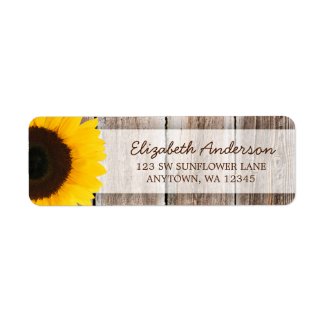 Sunflower Rustic Barn Wood Address Labels label