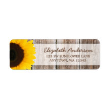Sunflower Rustic Barn Wood Address Labels