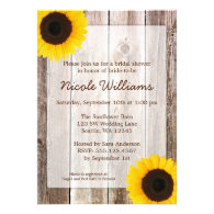 Sunflower Rustic Barn Wood Bridal Shower Personalized Invites