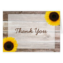 Sunflower Rustic Barn Wood Thank You Cards