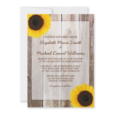 Sunflower Rustic Barn Wood Wedding Invitations (10-pack)
