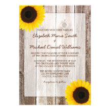 Sunflower Rustic Barn Wood Wedding Invitations