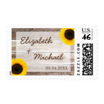Sunflower Rustic Barn Wood Wedding postage