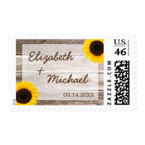 Sunflower Rustic Barn Wood Wedding Stamps