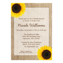 Sunflower Rustic Burlap Bridal Shower Cards