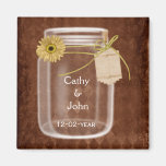 sunflower rustic mason jar wedding save the date magnets