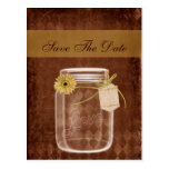 sunflower rustic mason jar wedding save the date postcard