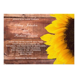Rustic Sunflower Wedding Invitations | Barn Wood